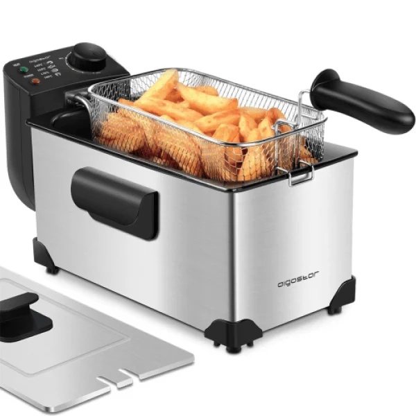 Agni 30HEY Friteuse 3L 2200W Sans BPA Acier Inoxydable Argenté 1
