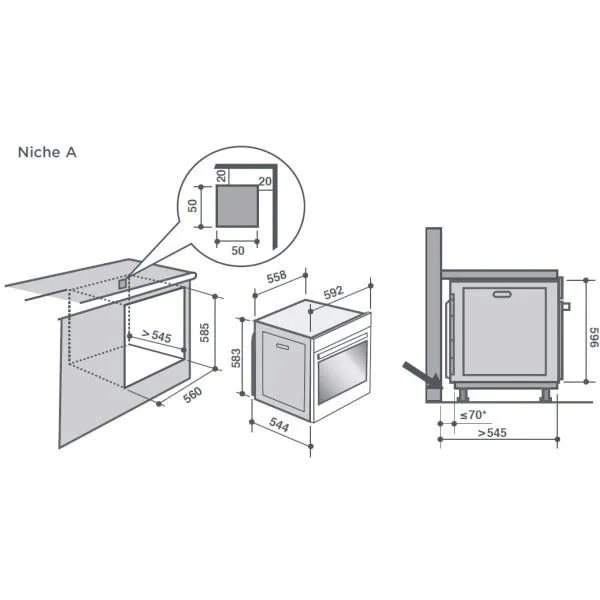 Four Intégrable Multifonction 73l 60cm A+ Pyrolyse Inox – Dop8360x – … 4