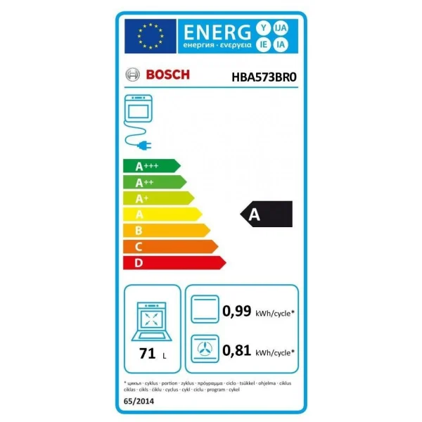 BOSCH HBA573BR0 – Four électrique Encastrable – Air Pulsé 3D+ – 71L … 3