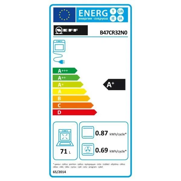 NEFF Four Intégrable Multifonction 71l 60cm A+ Ecocleanplus Noir – B47cr32… 3