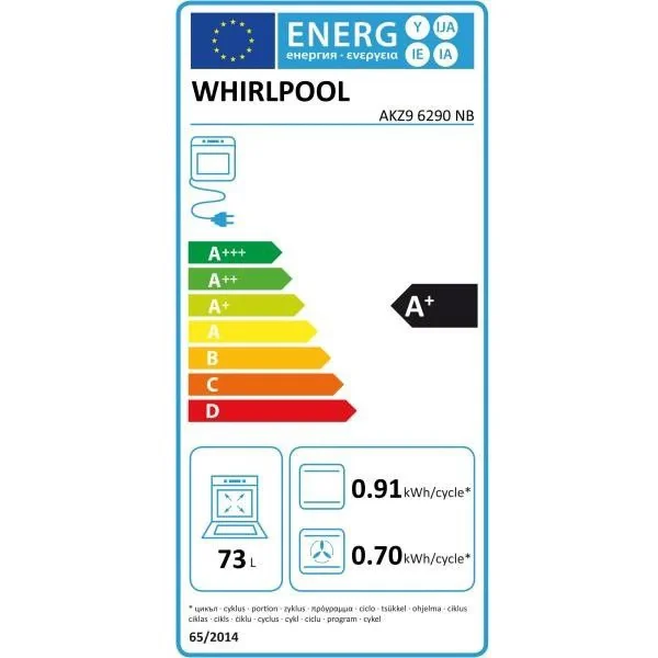 Whirlpool Four Intégrable Multifonction 73l 60cm A+ Pyrolyse Noir – Akz96290nb … 3
