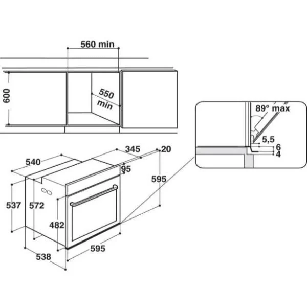 Whirlpool Four Intégrable Multifonction 73l 60cm A+ Pyrolyse Inox – W6om54s1p -… 3