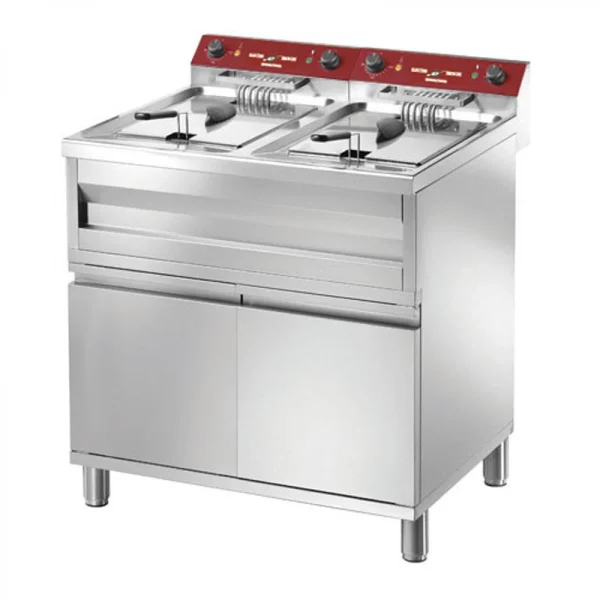 Friteuse Électrique Sur Meuble Avec Cuve Emboutie – 2 X 9 Litres – 1