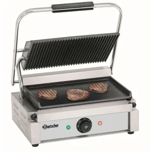 Grill Contact Panini, Plaque Superieur Rainuree Inferieure Lisse 6