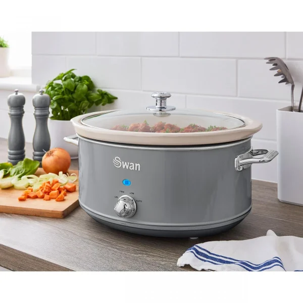 Swan Retro Mijoteuse 6,5L Poêle Amovible En Céramique Antiadhésive, Croc… 3