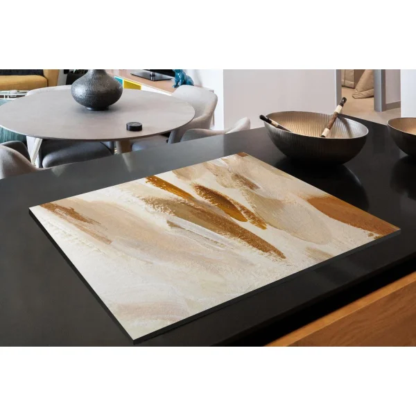Tapis Plaque Induction Blanc – Marron – Abstrait Protection Plaque Ind… 5